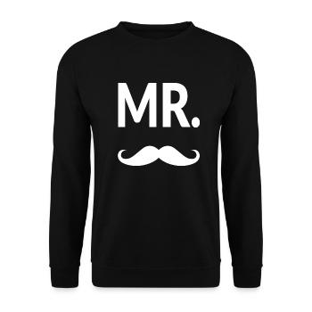 MR Moustache - Sweat-shirt Unisexe - noir - Devant - Alina (178cm) & Michal (187cm)