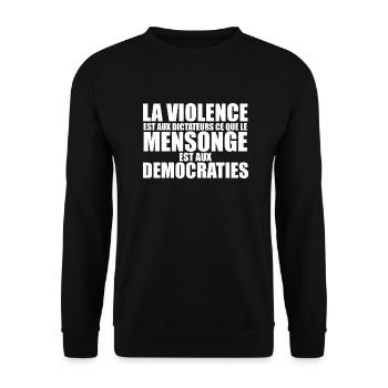 mensonge democratrique - Sweat-shirt Unisexe - noir - Devant - Alina (178cm) & Michal (187cm)