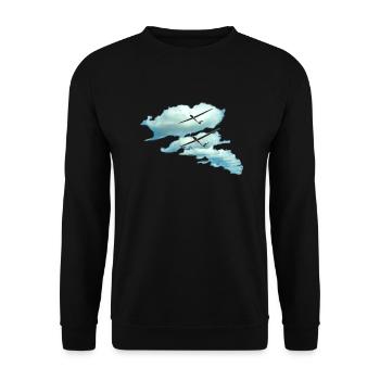 Wolkenstraße Segelflieger Geschenk - Unisex Pullover - Schwarz - Vorne - Alina (178cm) & Michal (187cm)