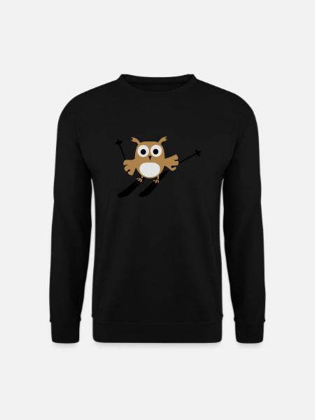 lustige süße Eule Ski fahren Winter Kinder Motiv - Unisex Pullover - Schwarz