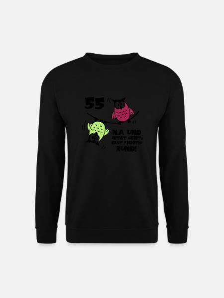 55. Geburtstag - Eulen "na und" - Unisex Pullover - Schwarz