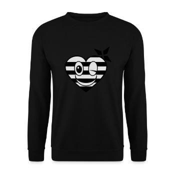 smiley c2b heart breizh bretagne breton - Unisex Sweatshirt - black - Front - Alina (178cm) & Michal (187cm)