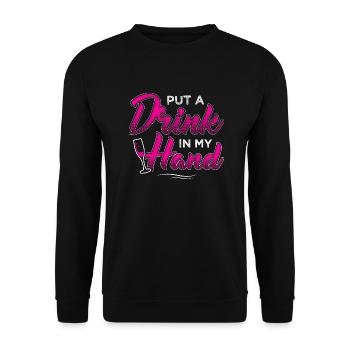 JGA - DRINK METTRE EN MA MAIN - Sweat-shirt Unisexe - noir - Devant - Alina (178cm) & Michal (187cm)