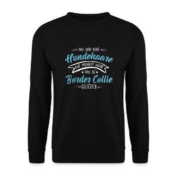 Hund BorderCollie Glitzer - Unisex Pullover - Schwarz - Vorne - Alina (178cm) & Michal (187cm)