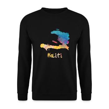 Haitian Watercolor Country - Unisex Pullover - Schwarz - Vorne - Alina (178cm) & Michal (187cm)