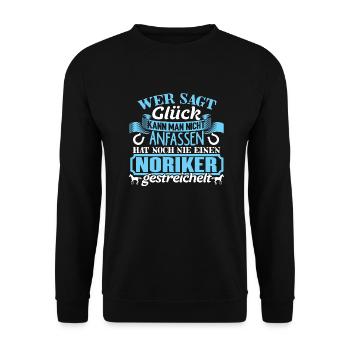NORIKER - Glück zum anfassen - Unisex Pullover - Schwarz - Vorne - Alina (178cm) & Michal (187cm)