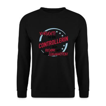 Controllerin - Rechne mit dem Schlimmsten - Unisex Pullover - Schwarz - Vorne - Alina (178cm) & Michal (187cm)