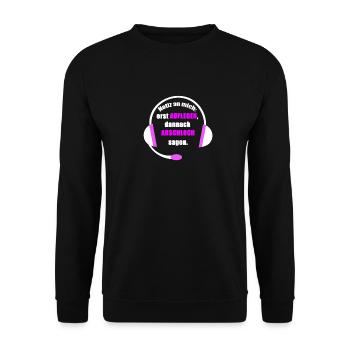 Notiz an mich erst auflegen danach arschloch sagen - Unisex Pullover - Schwarz - Vorne - Alina (178cm) & Michal (187cm)
