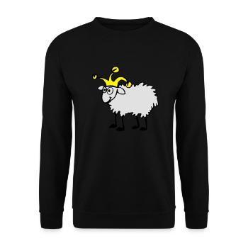 Schaf mit Narrenkappe - Unisex Pullover - Schwarz - Vorne - Alina (178cm) & Michal (187cm)