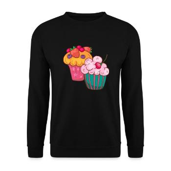 Cupcake Muffin Kuchen Backen Süßigkeiten Törtchen - Unisex Pullover - Schwarz - Vorne - Alina (178cm) & Michal (187cm)