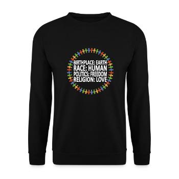 Gegen Rassismus (englisches Shirt) - Unisex Pullover - Schwarz - Vorne - Alina (178cm) & Michal (187cm)