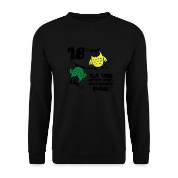 18 birthday, owls on the rope, round - Unisex Sweatshirt - black - Front - Alina (178cm) & Michal (187cm)