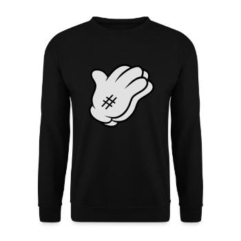 Comic Hand Pray - Unisex Pullover - Schwarz - Vorne - Alina (178cm) & Michal (187cm)