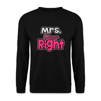 Mrs. always right - Unisex Pullover - Schwarz - Vorne - Alina (178cm) & Michal (187cm)