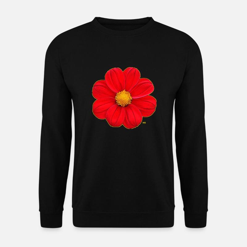 Rote Blume mit gelbem Herz - Unisex Pullover - Schwarz