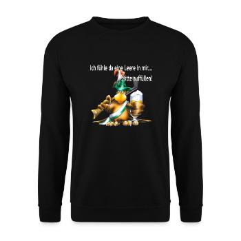 Bitte auffüllen - Unisex Pullover - Schwarz - Vorne - Alina (178cm) & Michal (187cm)