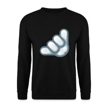 Smiley Hand Signal - Unisex Pullover - Schwarz - Vorne - Alina (178cm) & Michal (187cm)