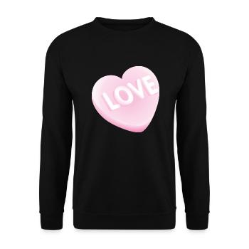 Smiley 'Love' Heart - Unisex Pullover - Schwarz - Vorne - Alina (178cm) & Michal (187cm)