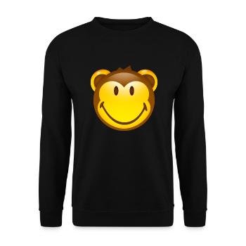 Smiley Monkey - Unisex Pullover - Schwarz - Vorne - Alina (178cm) & Michal (187cm)