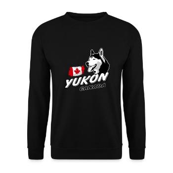 Yukon - Husky - Canada Flag - Unisex Pullover - Schwarz - Vorne - Alina (178cm) & Michal (187cm)