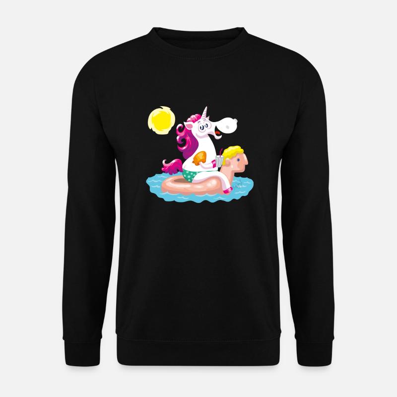 Einhorn Wassertier aufblasbar - Unisex Pullover - Schwarz