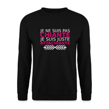je ne suis pas chiante je suis juste attachiante - Sweat-shirt Unisexe - noir - Devant - Alina (178cm) & Michal (187cm)