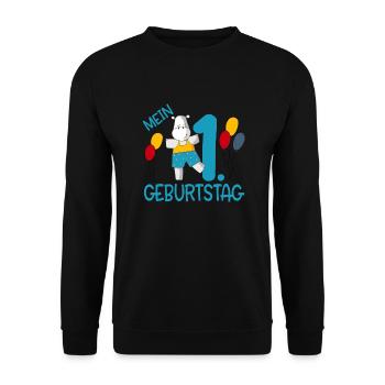 Mein erster Geburtstag - Unisex Pullover - Schwarz - Vorne - Alina (178cm) & Michal (187cm)
