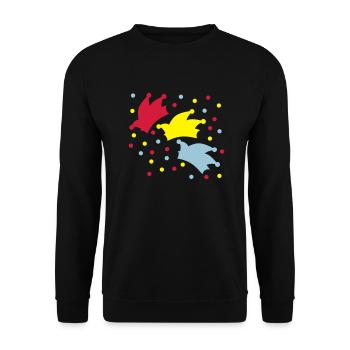 Narrenkappe / Konfetti / Fasching - Unisex Pullover - Schwarz - Vorne - Alina (178cm) & Michal (187cm)