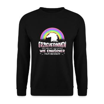 Educators are just better fun like unicorns - Unisex Sweatshirt - black - Front - Alina (178cm) & Michal (187cm)
