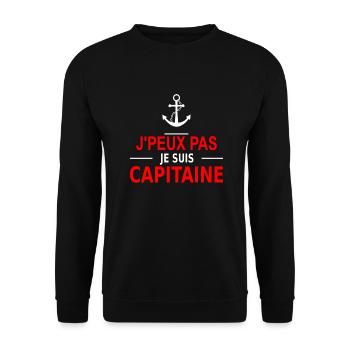 j'peux pas je suis capitaine - Unisex Sweatshirt - black - Front - Alina (178cm) & Michal (187cm)