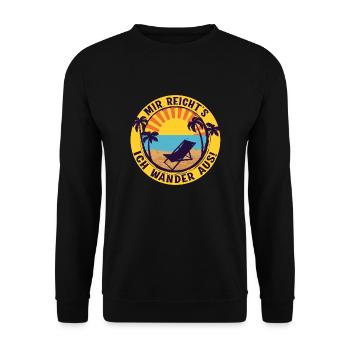 Auswandern Geschenk Mir reichts Ich wander aus - Unisex Pullover - Schwarz - Vorne - Alina (178cm) & Michal (187cm)