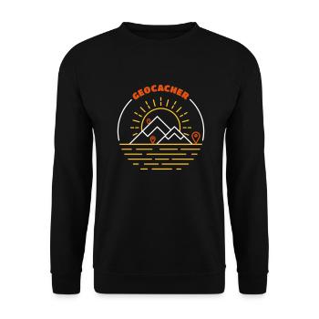 Geocacher Logo bunt - Geocaching Geschenk ich bin - Unisex Pullover - Schwarz - Vorne - Alina (178cm) & Michal (187cm)