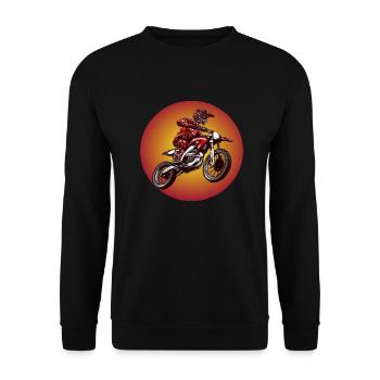 Motorrad, Biker - Unisex Pullover - Schwarz - Vorne - Alina (178cm) & Michal (187cm)