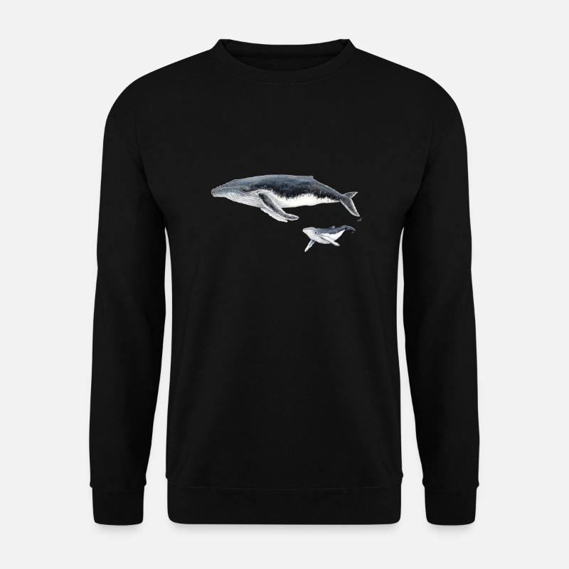 Buckelwal mit Baby Megaptera Wal - Unisex Pullover - Schwarz