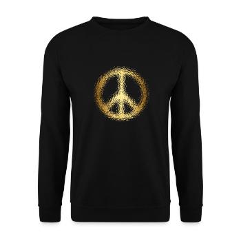 peace-Zeichen gold - Unisex Pullover - Schwarz - Vorne - Alina (178cm) & Michal (187cm)