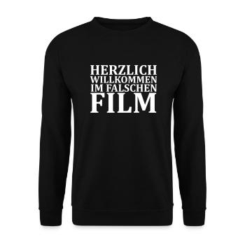 Herzlich Willkommen im Falschen Film - Unisex Pullover - Schwarz - Vorne - Alina (178cm) & Michal (187cm)