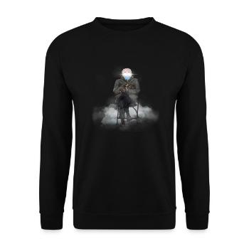 Bernie in Chair meme - Unisex Sweatshirt - black - Front - Alina (178cm) & Michal (187cm)