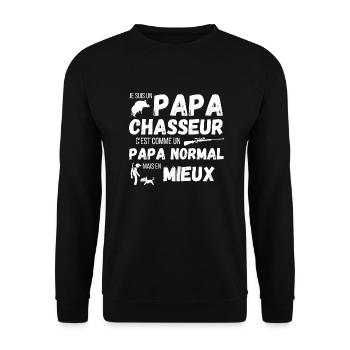 Un papa chasseur c'est comme un papa normal cadeau - Sweat-shirt Unisexe - noir - Devant - Alina (178cm) & Michal (187cm)