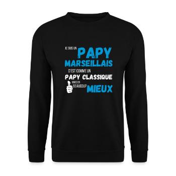 Un papy marseillais comme un papy classique cadeau - Sweat-shirt Unisexe - noir - Devant - Alina (178cm) & Michal (187cm)