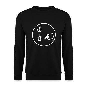 Camping -Mitternacht + Lagerfeuer - Unisex Pullover - Schwarz - Vorne - Alina (178cm) & Michal (187cm)