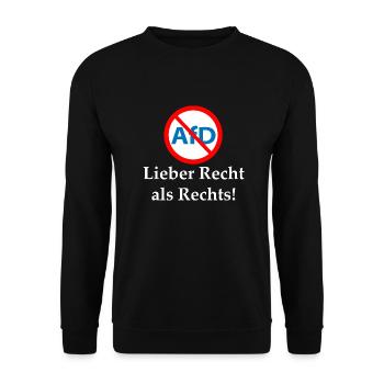 Gegen AfD! Recht statt Rechts - Unisex Pullover - Schwarz - Vorne - Alina (178cm) & Michal (187cm)