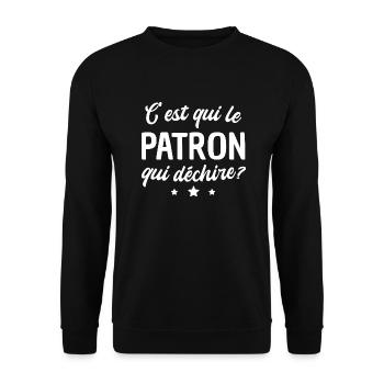 C'est qui le patron qui déchire - Sweat-shirt Unisexe - noir - Devant - Alina (178cm) & Michal (187cm)