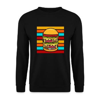 Burger Vintage Retro Fast Food - Sweat-shirt Unisexe - noir - Devant - Alina (178cm) & Michal (187cm)