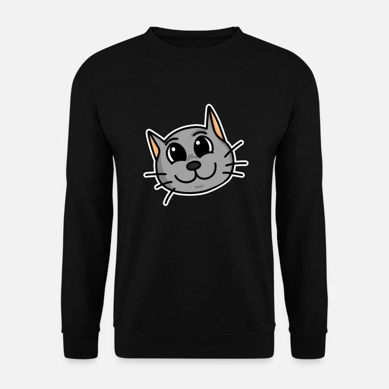 Niedliche Katze Kopf - Unisex Pullover - Schwarz