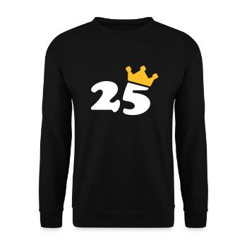 25 Krone 25 Geburtstag 25 Jahre - Unisex Pullover - Schwarz - Vorne - Alina (178cm) & Michal (187cm)