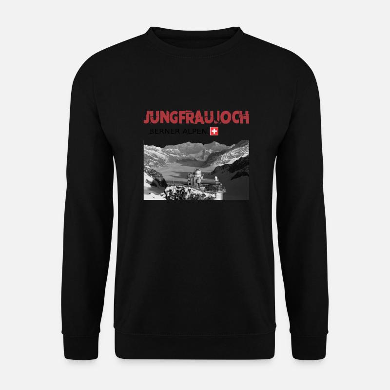 Jungfraujoch Schweizer Berge T-Shirt drucken - Unisex Pullover - Schwarz