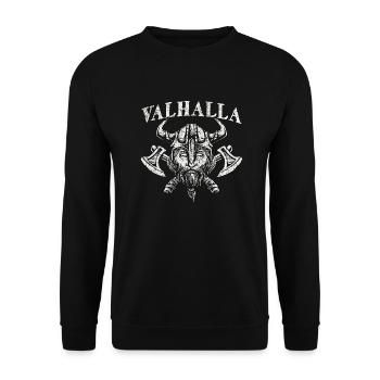 Valhalla Wikinger Odin nordische Mythologie - Unisex Pullover - Schwarz - Vorne - Alina (178cm) & Michal (187cm)