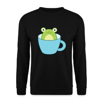Frosch in der Tasse - Unisex Pullover - Schwarz - Vorne - Alina (178cm) & Michal (187cm)