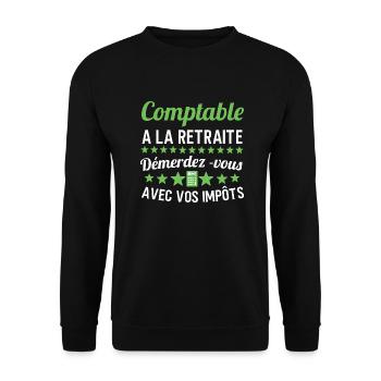 Comptable à la retraite cadeau humour - Sweat-shirt Unisexe - noir - Devant - Alina (178cm) & Michal (187cm)