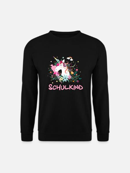 Schulkind Geschenk Einhorn mit Schultüte - Unisex Pullover - Schwarz